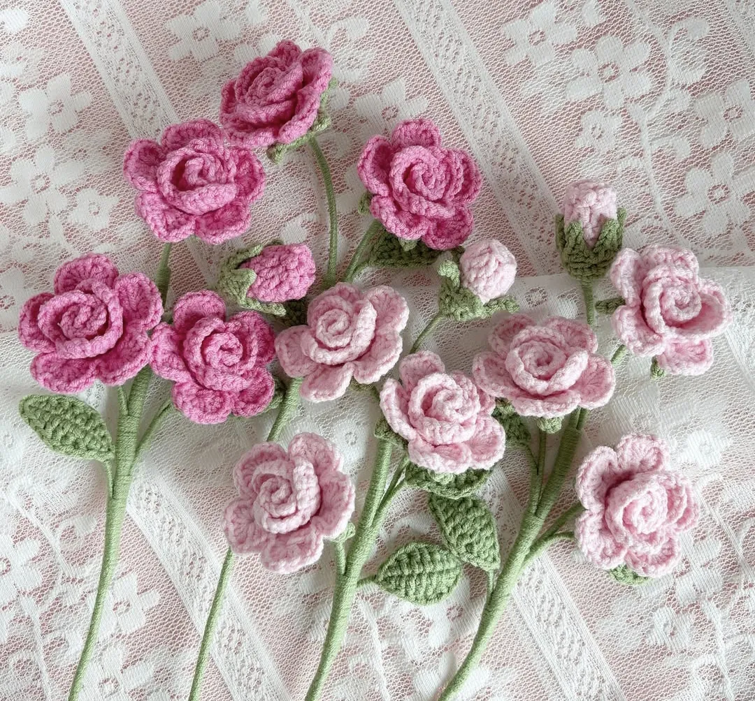 Colorful Crochet Roses