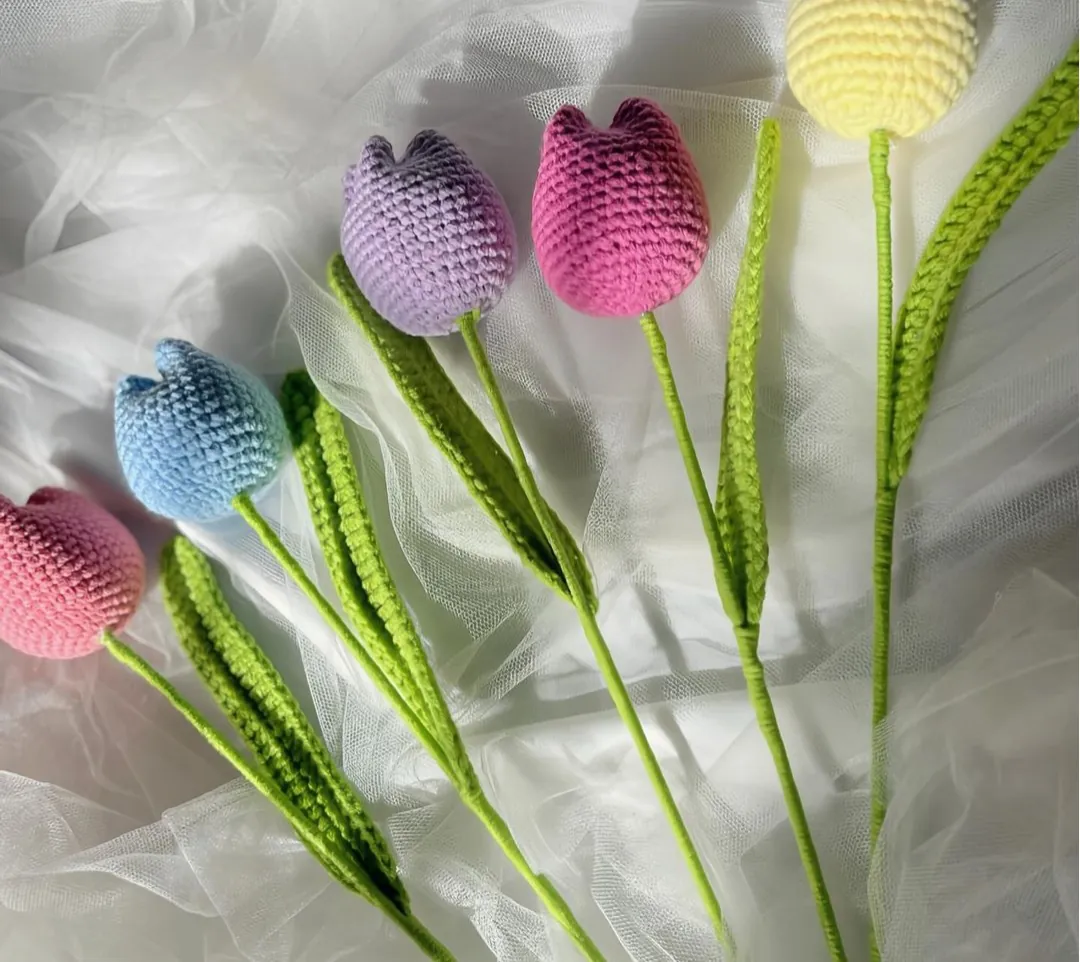 Colorful Crochet Tulips